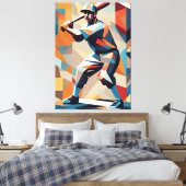 Honkbalspeler kubisme canvas Print (Insitu (Slaapkamer))