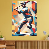 Honkbalspeler kubisme canvas Print (Insitu (Woonkamer))