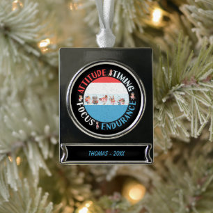 Honkbalspeler Mentaliteit - Rood Wit Blauw Verzilverd Banner Ornament