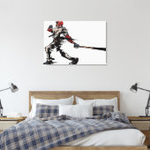 Honkbalspeler met knuppel, zijdelings uitzicht canvas afdruk (Insitu (Slaapkamer))