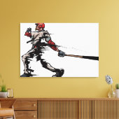 Honkbalspeler met knuppel, zijdelings uitzicht canvas afdruk (Insitu (Woonkamer))