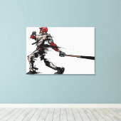 Honkbalspeler met knuppel, zijdelings uitzicht canvas afdruk (Insitu (Houten vloer))