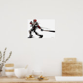 Honkbalspeler met knuppel, zijdelings uitzicht poster (Keuken)