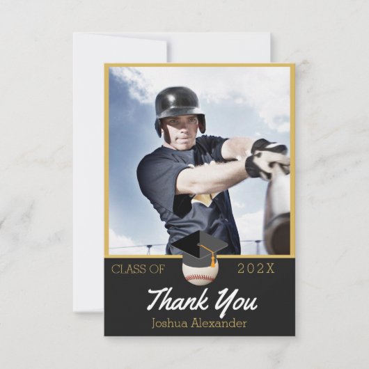 Honkbalspeler Modern foto afstudeerklas van Bedankkaart (Voorkant)