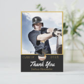 Honkbalspeler Modern foto afstudeerklas van Bedankkaart (Staand voorkant)