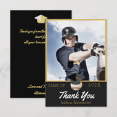 Honkbalspeler Modern foto afstudeerklas van Bedankkaart (Voorkant / Achterkant)