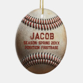  honkbalspeler naam Kinder kerst Keramisch Ornament (Rechts)