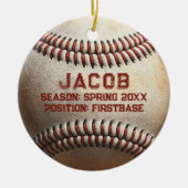  honkbalspeler naam Kinder kerst Keramisch Ornament (Voorkant)