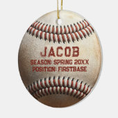  honkbalspeler naam Kinder kerst Keramisch Ornament (Links)