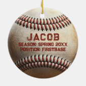  honkbalspeler naam Kinder kerst Keramisch Ornament (Achterkant)