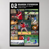 Honkbalspeler Naam Nummer 13 Foto Collage Poster (Voorkant)