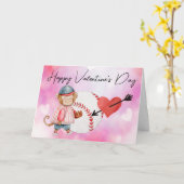 Honkbalspeler op Valentijnsdag aquarel Kaart (Gele Bloem)