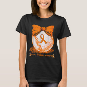 Honkbalspeler Oranje Lint Multiple Sclerose A T-shirt