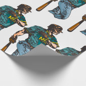  honkbalspeler retro sportkunstwerk cadeaupapier