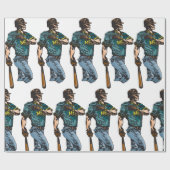  honkbalspeler retro sportkunstwerk cadeaupapier (Vlak)