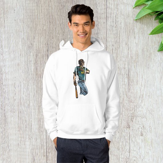  honkbalspeler retro sportkunstwerk hoodie