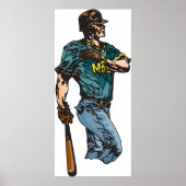  honkbalspeler retro sportkunstwerk poster (Voorkant)