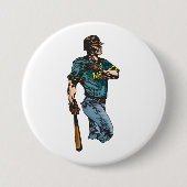  honkbalspeler retro sportkunstwerk ronde button 7,6 cm (Voorkant)