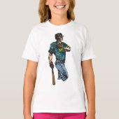  honkbalspeler retro sportkunstwerk t-shirt (Voorkant)