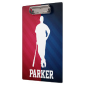 Honkbalspeler; rood, wit en blauw klembord (Links)