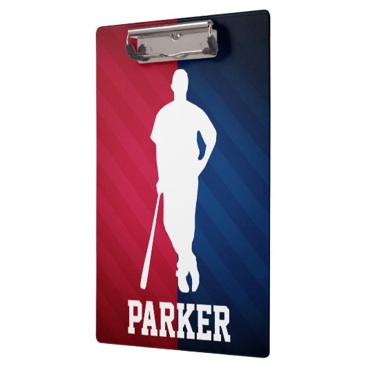 Honkbalspeler; rood, wit en blauw klembord (Links)