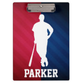 Honkbalspeler; rood, wit en blauw klembord (Voorkant)