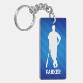 Honkbalspeler; Royal Blue Stripes Sleutelhanger (Voorkant Links)