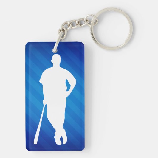 Honkbalspeler; Royal Blue Stripes Sleutelhanger (achterkant)