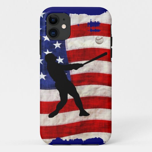 Honkbalspeler Sportbalspel Amerikaanse vlag Case-Mate iPhone Case (Achterkant)