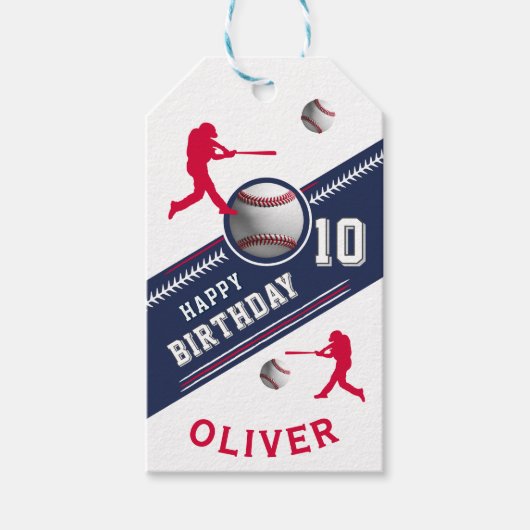 Honkbalspeler Thema Verjaardagsfeest Cadeaulabel (Voorkant)