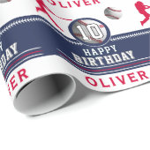 Honkbalspeler Thema Verjaardagsfeest Cadeaupapier (Rol Hoek)