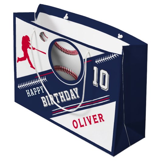 Honkbalspeler Thema Verjaardagsfeest Groot Cadeauzakje (Achterkant Gekanteld)