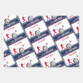 Honkbalspeler Thema Verjaardagsfeest Inpakpapier Vel (Voorkant 3)