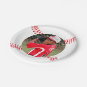 Honkbalspeler Verjaardagsfeestje Aangepaste foto Papieren Bordje (Gekanteld)