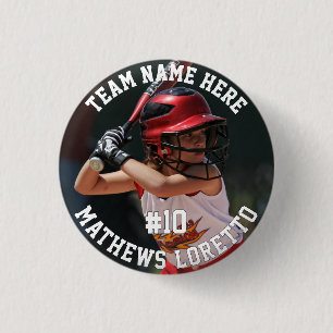 Honkbalspeler Voeg Naam Team en Foto toe Ronde Button 3,2 Cm