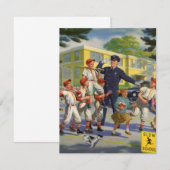 honkbalspelers en politie Crossing Guard (Voorkant / Achterkant)