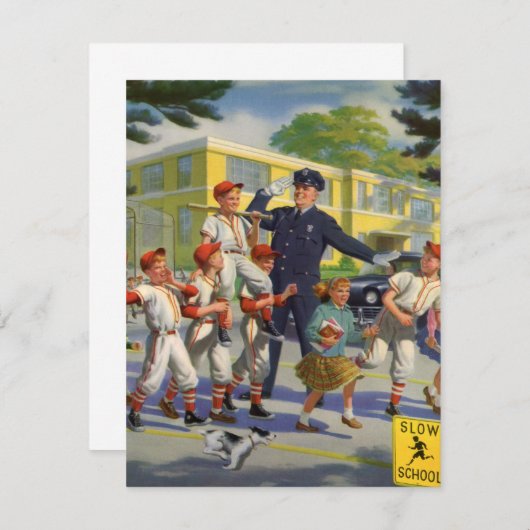  honkbalspelers en politie Crossing Guard (Voorkant / Achterkant)