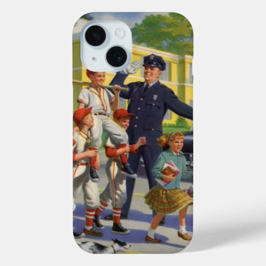 honkbalspelers en politie Crossing Guard Case-Mate iPhone Case (Achterkant)