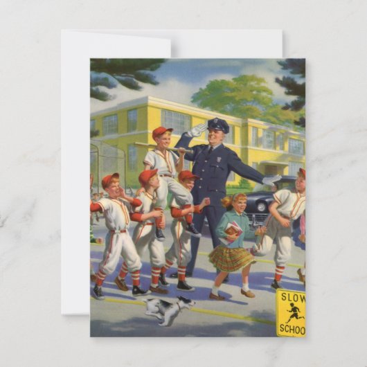  honkbalspelers en politie Crossing Guard Kaart (Voorkant)