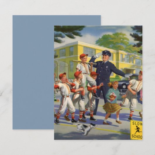  honkbalspelers en politie Crossing Guard Kaart (Voorkant / Achterkant)