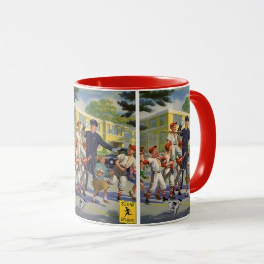  honkbalspelers en politie Crossing Guard Mok (Voorkant rechts)