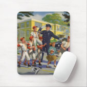  honkbalspelers en politie Crossing Guard Muismat (Met muis)