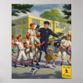  honkbalspelers en politie Crossing Guard Poster (Voorkant)
