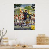  honkbalspelers en politie Crossing Guard Poster (Keuken)
