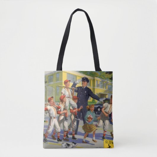  honkbalspelers en politie Crossing Guard Tote Bag (Voorkant)
