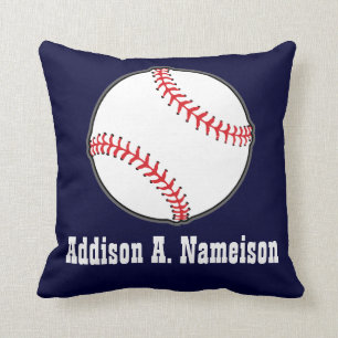 Honkbalsport op Navy Blue Name Sports Room Jongens Kussen
