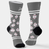 honkbalsport voegt jouw naam of tekstgrijs toe sokken (Gebogen)