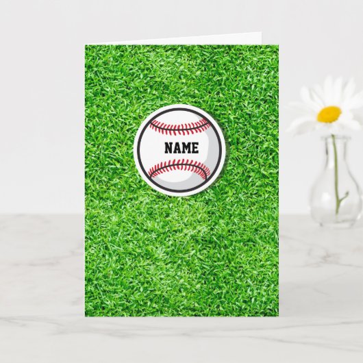 Honkbalsporter NAAM Bal Groen Gras Kaart (Kleine Plant)