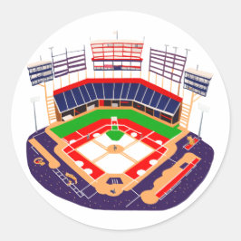 Honkbalstadion met een volle menigte ronde sticker