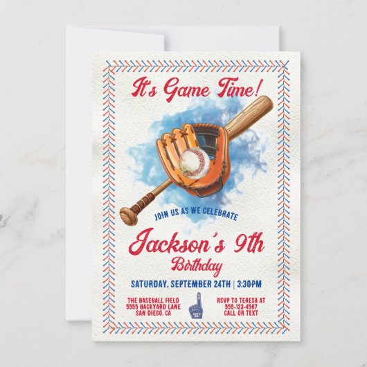 Honkbalsteek Verjaardagsfeestje Kaart (Voorkant)